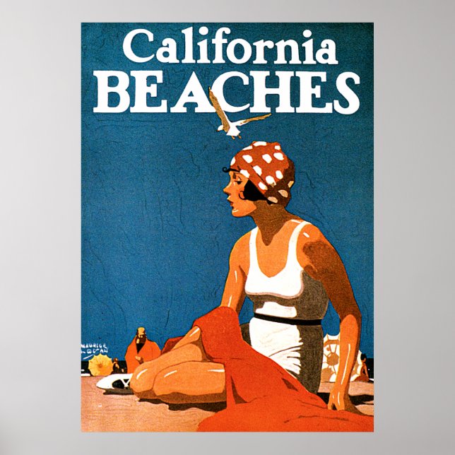 Affiches Vintage voyage des plages de Californie (Devant)