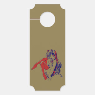 Affichette De Porte Américain Manga Neko Catgirl Kawaii Anime