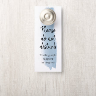 Affichette De Porte Aquarelle bleu Dusty Brush Strot Ne Disturbe Pas