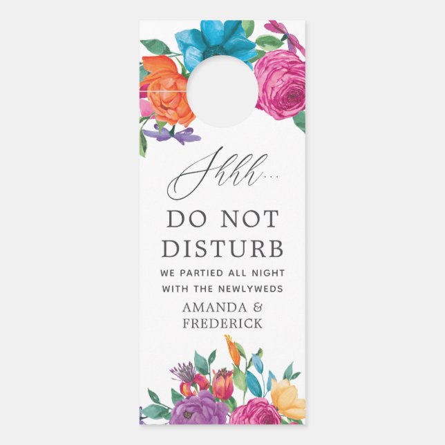 Affichette De Porte Aquarelle Floral Mariage Fiesta (Devant)