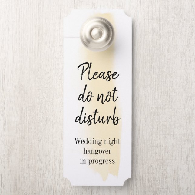 Affichette De Porte Aquarelle Or Brush Strot Ne Disturbe Pas (Sur le bouton)