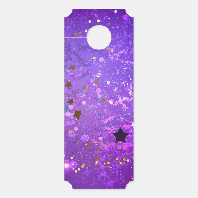 Affichette De Porte Arrière - plan de feuille violet avec étoiles (Devant)
