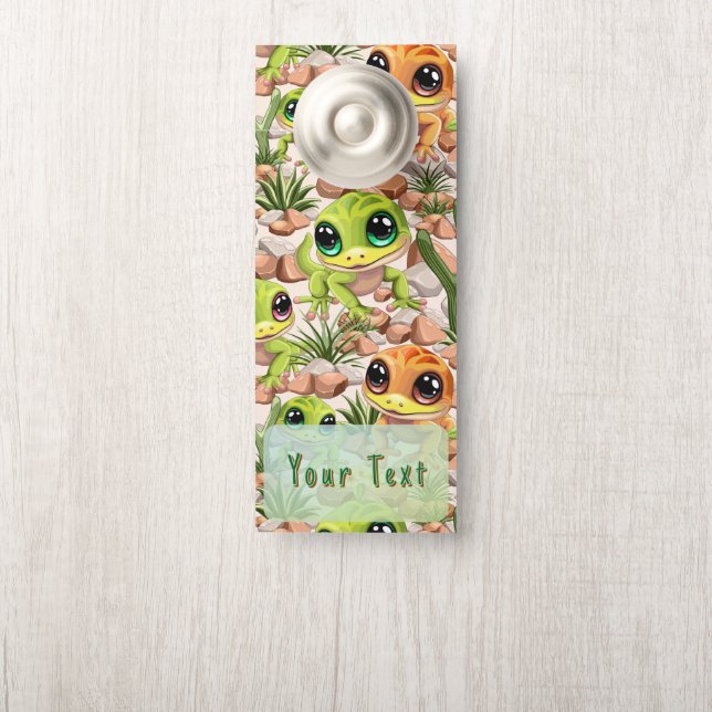 Affichette De Porte Bébé Geckos jote personnages de dessin (Sur le bouton)