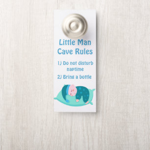 Affichette De Porte Bébé mignon Garçon petit homme règles de la grotte