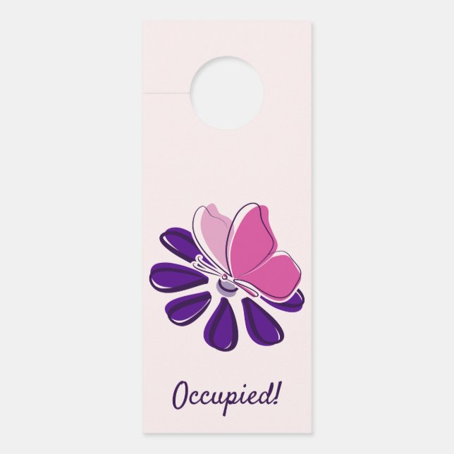 Affichette De Porte Beurre rose Purple Bloom Salle de bain (Devant)