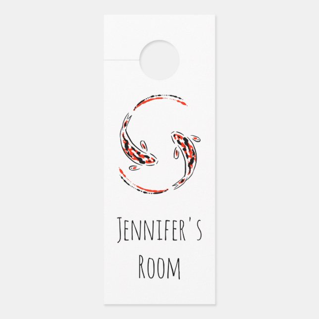 Affichette De Porte Black & Red Japanese Koi Fish Artistic (Devant)