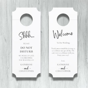 Affichette De Porte Blanc Noir Elegant Shhh Ne Dérangent Pas Mariage