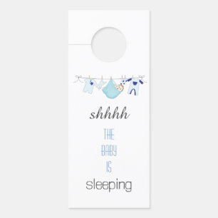 Affichette De Porte Bleu mou Garçon Bébé Sleeping Clothesline