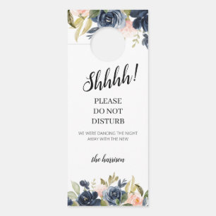 Affichette De Porte Blush Navy Blossom Mariage Bienvenue Ne Disturbez 