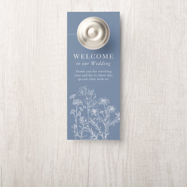 Affichette De Porte Boho Periwinkle Fleur sauvage Mariage Hotel (Sur le bouton)