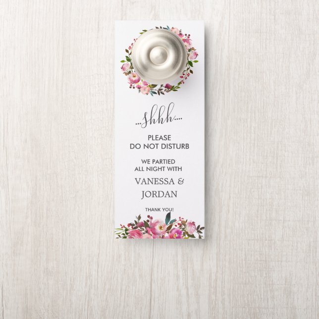 Affichette De Porte Brillant Fleur | Invité Mariage Ne Disturbe Pas (Sur le bouton)
