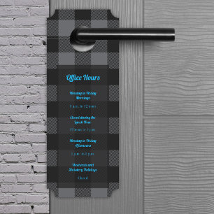 Affichette De Porte Buffalo Check - gris et noir