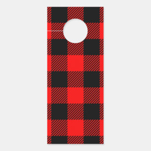 Affichette De Porte Buffalo Check Rouge et Noir Lumberjack Plaid Decor