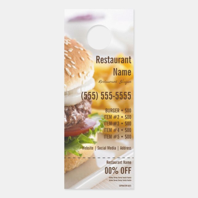 Affichette de porte Burger (Devant)