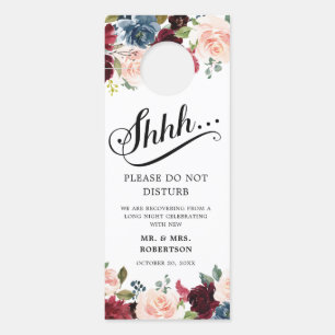 Affichette De Porte Burgundy Navy Blush Mariage ne dérange pas