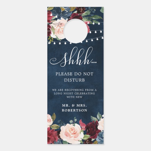 Affichette De Porte Burgundy Navy Blush Mariages ne dérangent pas (Devant)