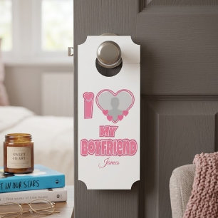 Affichette De Porte Cadeau personnalisé J'aime mon petit ami – Ajouter