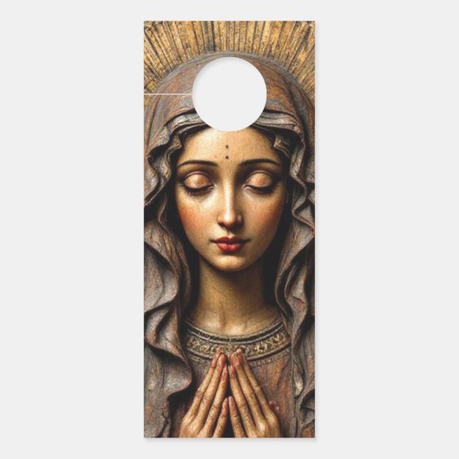Affichette De Porte Carved Devotion  Wooden Mary (Devant)