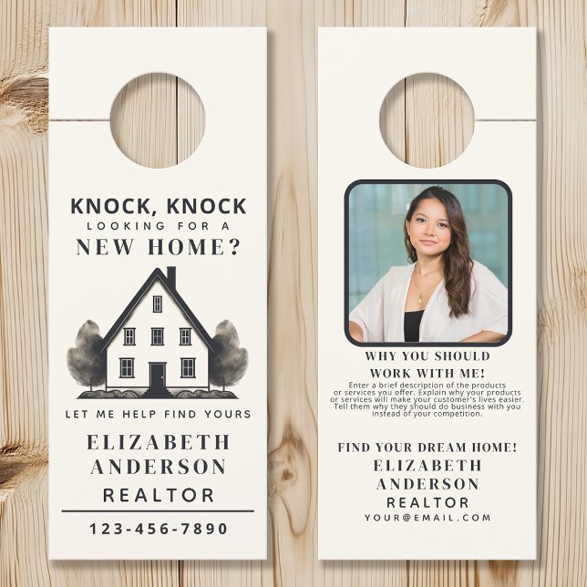 Affichette De Porte Charme Rustique Agent Immobilier Maison Photo (Créateur téléchargé)