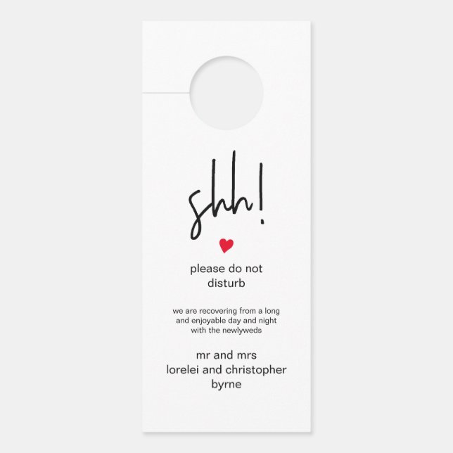 Affichette De Porte Chic Mariage Invité Shh Et Message De Bienvenue (Devant)