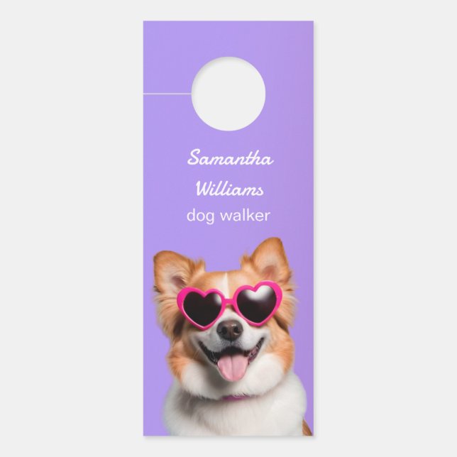 Affichette De Porte Chien Marcher Grooming Cliquez Pour Conversation (Devant)