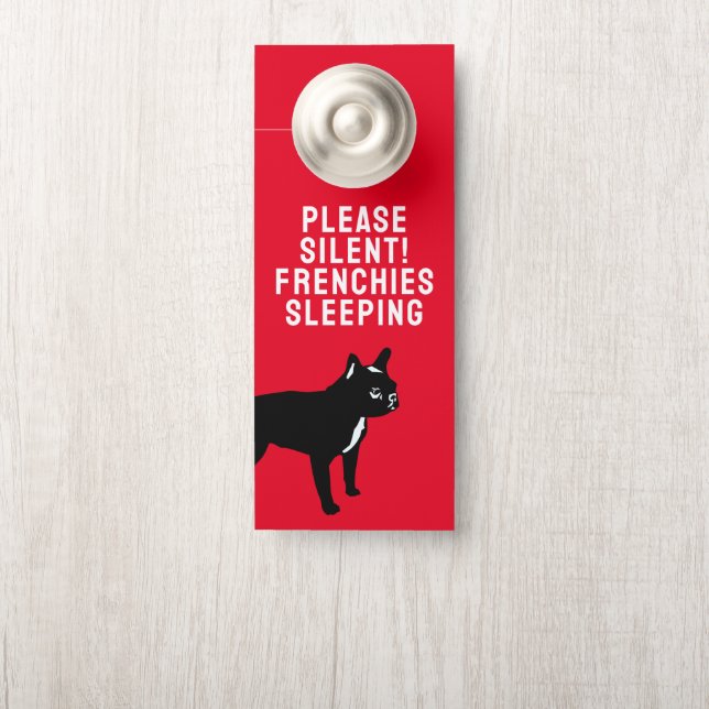 Affichette De Porte Chien-taureau français noir / imprimé latéral simp (Sur le bouton)