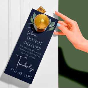 Affichette De Porte Classic Navy & Watercolor Greenery Wedding Night