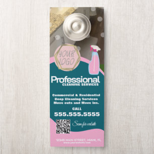 Affichette De Porte Code QR des services de nettoyage professionnels