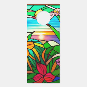 Affichette De Porte Coucher de soleil tropical sur l'horizon de l'océa