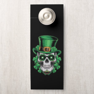 Affichette De Porte Crâne de Sucre St Patrick Jour Chanceux Trèfle 
