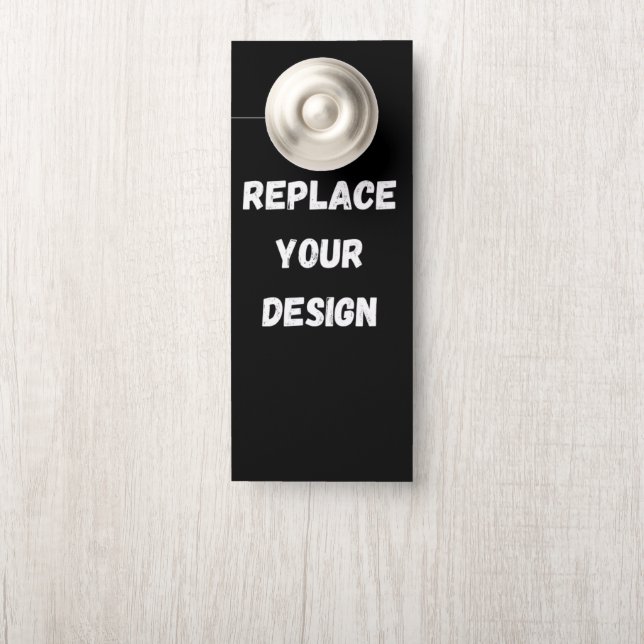 Affichette De Porte Création en noir personnalisé Ajouter une photo ou (Sur le bouton)