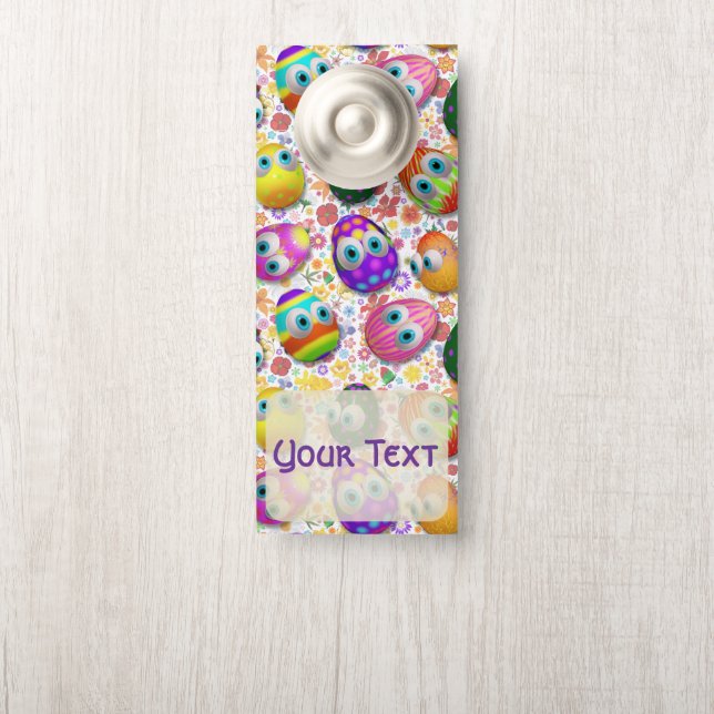 Affichette De Porte Cute and Funny Easter Eggs Cartoon (Sur le bouton)