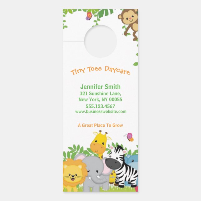 Affichette De Porte Cute Jungle Animaux Enfants Garderie Affaires (Devant)
