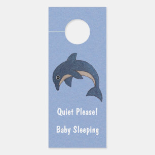Affichette De Porte Dauphin étincelant Dauphin calme bébé dormant bleu