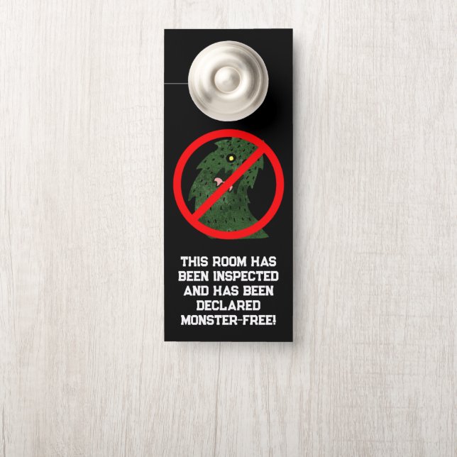 Affichette de porte de chambre Monster-Free person (Sur le bouton)