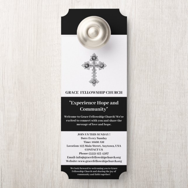 Affichette de porte de l'église personnalisée (Sur le bouton)