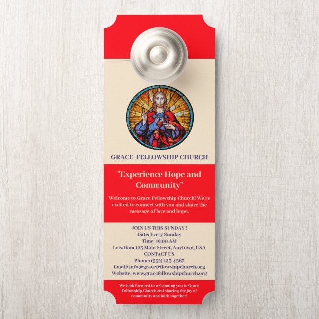 Affichette de porte de l'église religieuse (Sur le bouton)