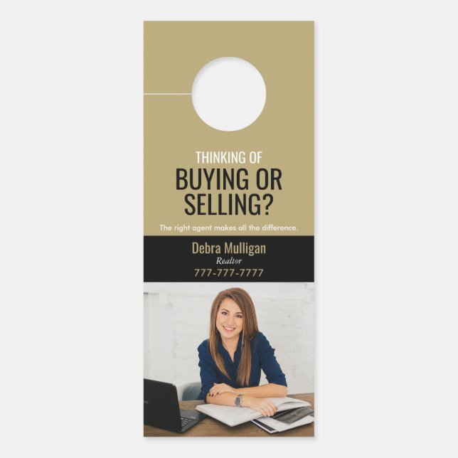 Affichette de porte de marketing immobilier modern (Devant)