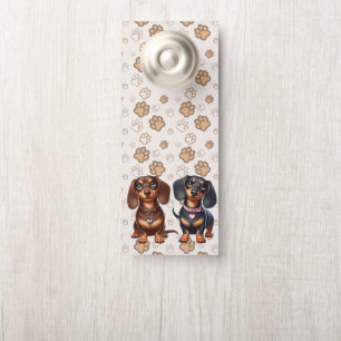 Affichette De Porte De mignons amis dachshund