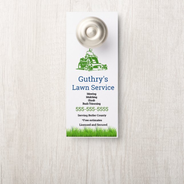 Affichette de porte de service de pelouse (Sur le bouton)
