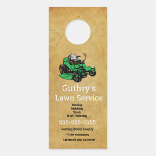 Affichette de porte de service de pelouse