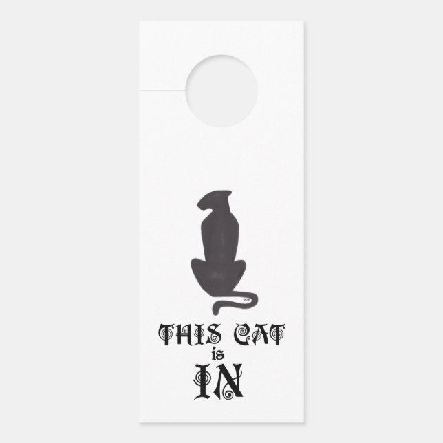Affichette de porte de silhouette de chat noir (Devant)