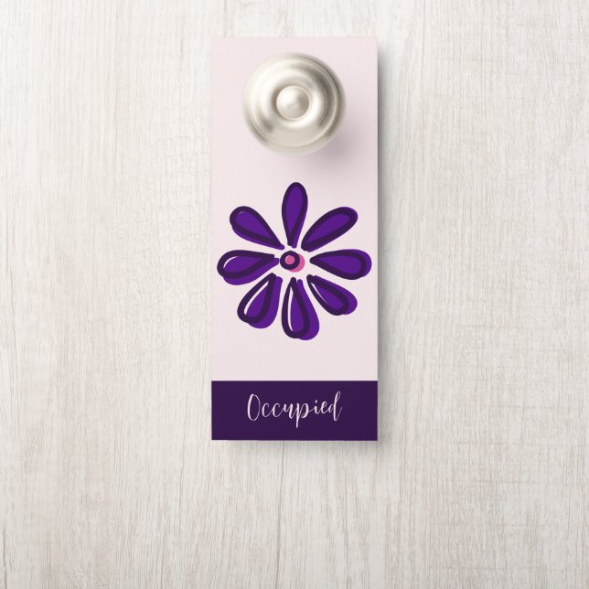 Affichette De Porte Doodle à la mode violet occupé / Vacant (Sur le bouton)