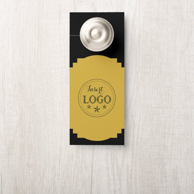 Affichette de porte double face avec code QR et lo (Sur le bouton)