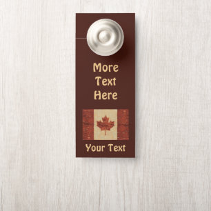 Affichette De Porte Drapeau Canadien Sur L'Écorce De Birch Intérieur