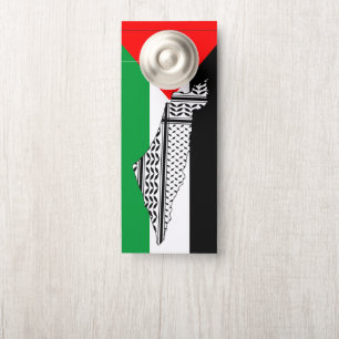 Affichette De Porte Drapeau palestinien et carte avec Motif Keffiyeg