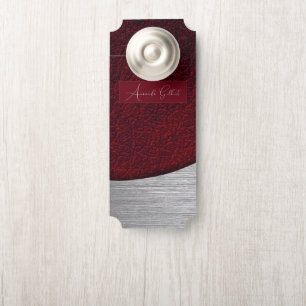 Affichette De Porte Élégant cuir rouge, Nom