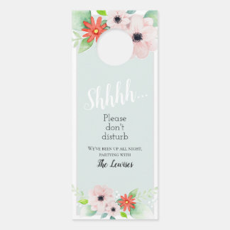 Affichette De Porte Élégant floral ne dérangent pas Mariage Bienvenue