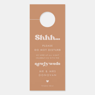 Affichette De Porte Élégant rétro Brown sucre Mariage Ne pas déranger