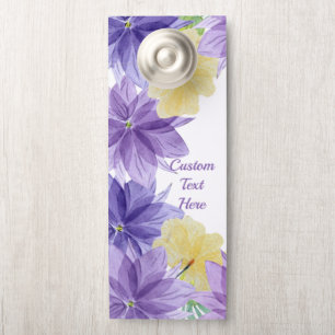 Affichette De Porte Elégante Hawaiienne violet fleurs tropicales